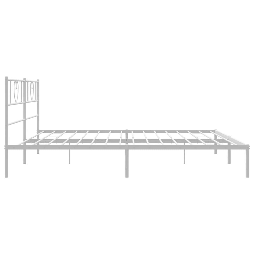 Metal Bed Frame without Mattress with Headboard White 183x203 cm King