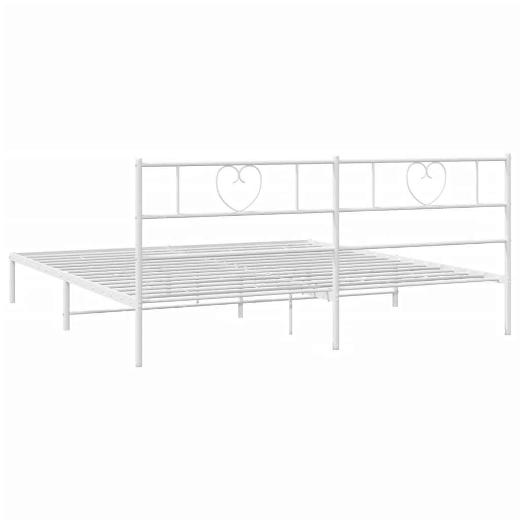 Metal Bed Frame without Mattress with Headboard White 183x203 cm King