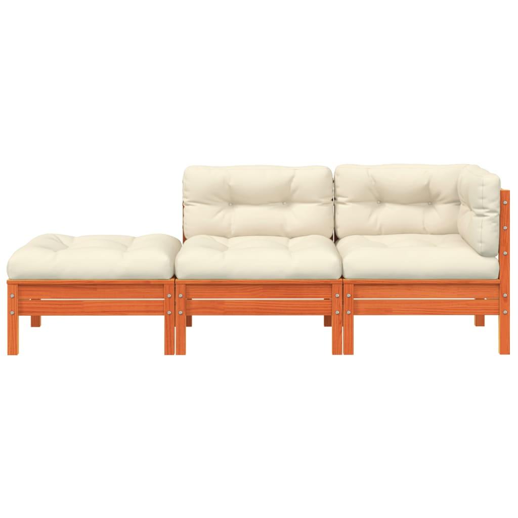 Garden Sofa with Cushions and Footstool 3-Seater