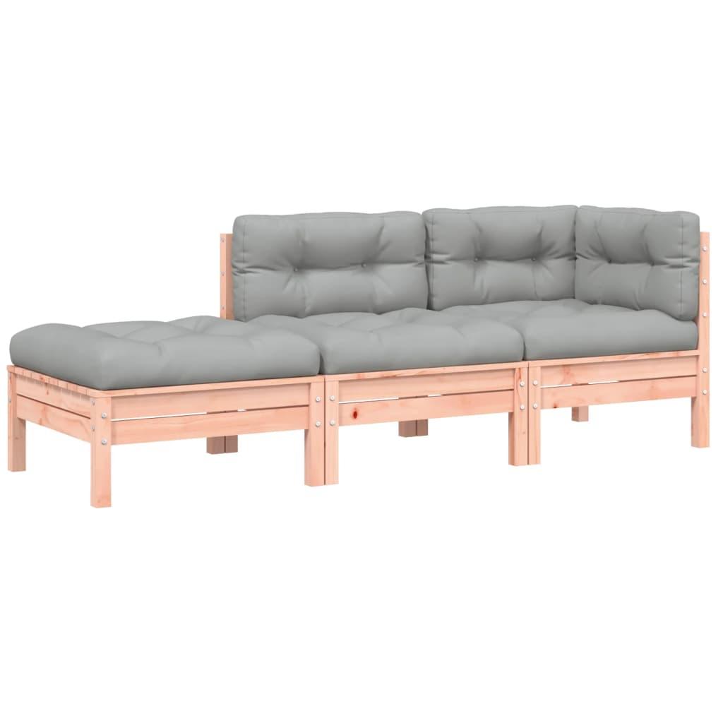 Garden Sofa with Cushions and Footstool 3-Seater