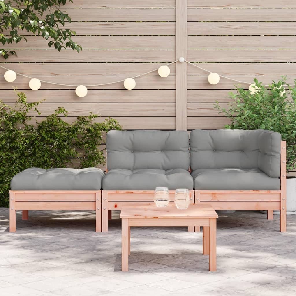 Garden Sofa with Cushions and Footstool 3-Seater