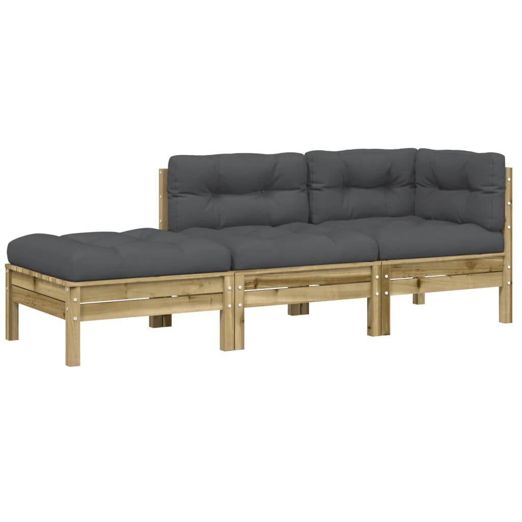 Garden Sofa with Cushions and Footstool 3-Seater