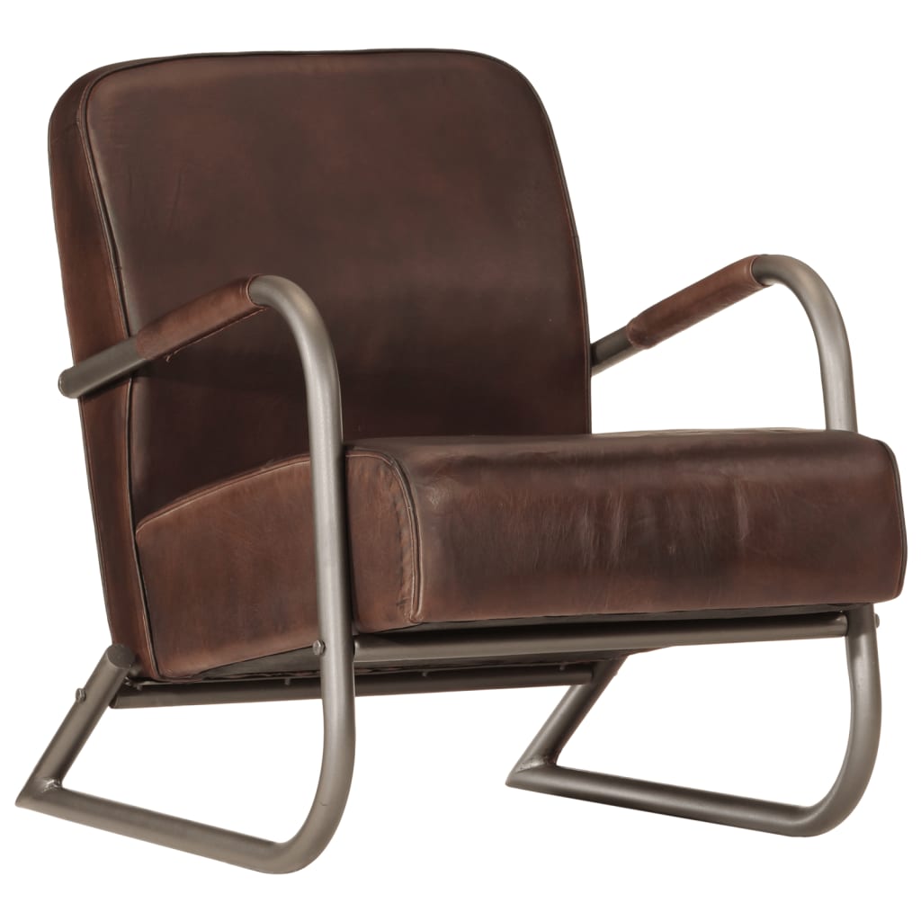 Sofa Chair Brown Real Leather
