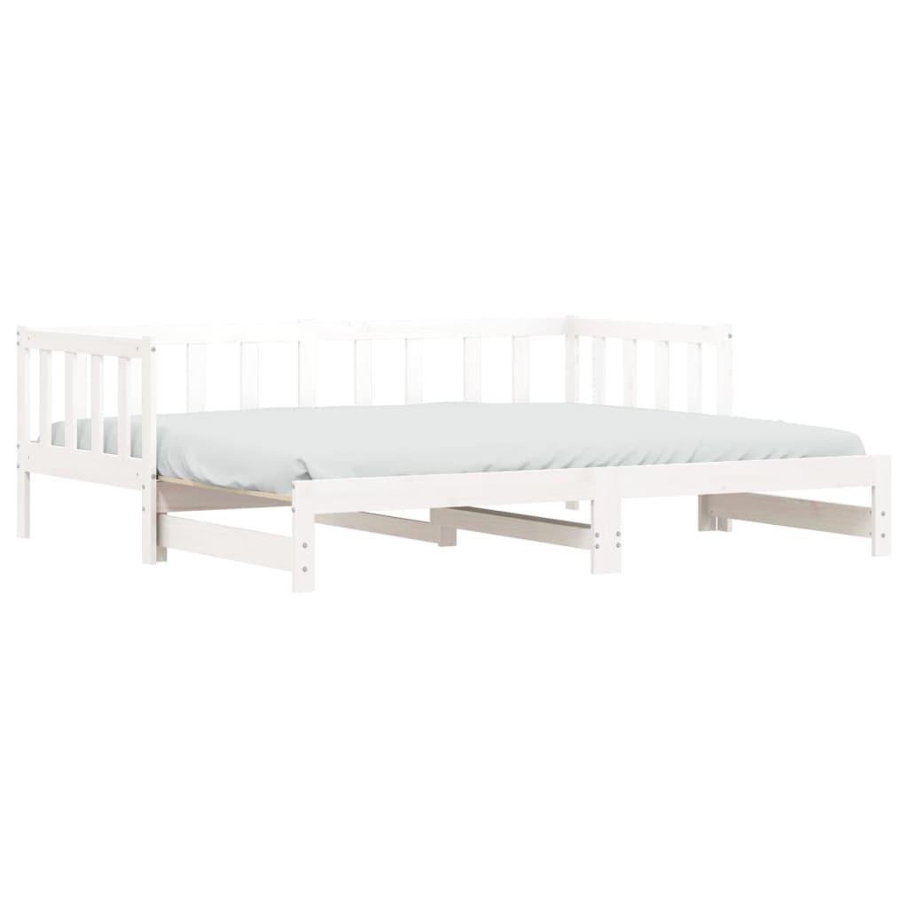 Day Bed with Trundle without Mattress White 90x190 cm Solid Wood