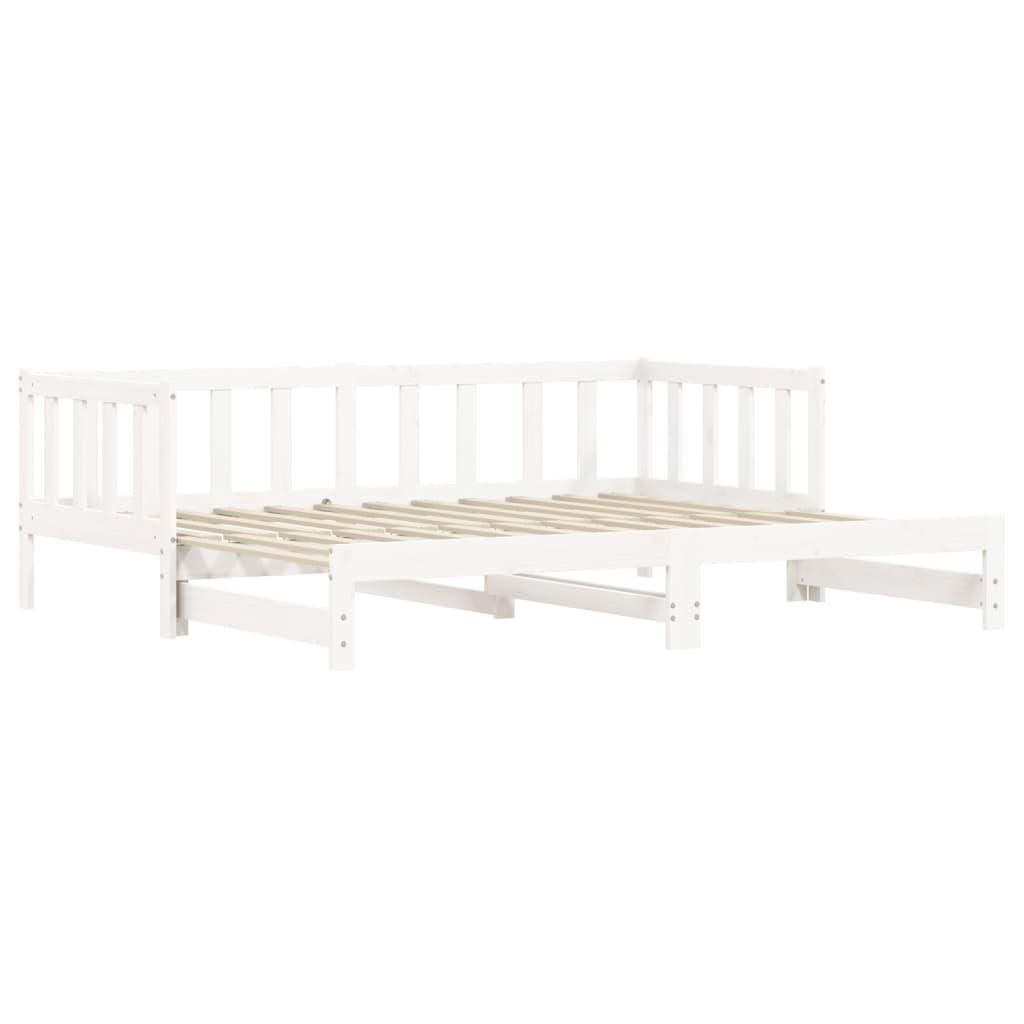 Day Bed with Trundle without Mattress White 90x190 cm Solid Wood