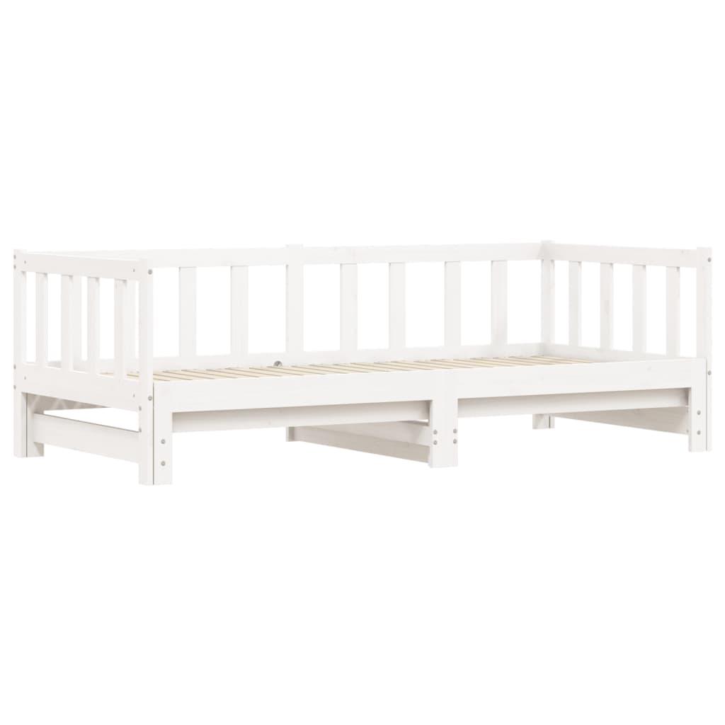 Day Bed with Trundle without Mattress White 90x190 cm Solid Wood