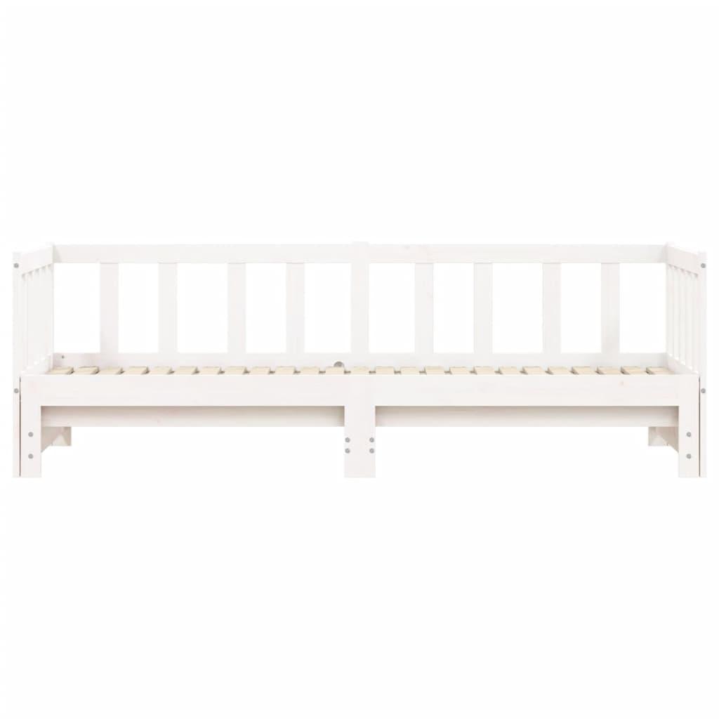 Day Bed with Trundle without Mattress White 90x190 cm Solid Wood