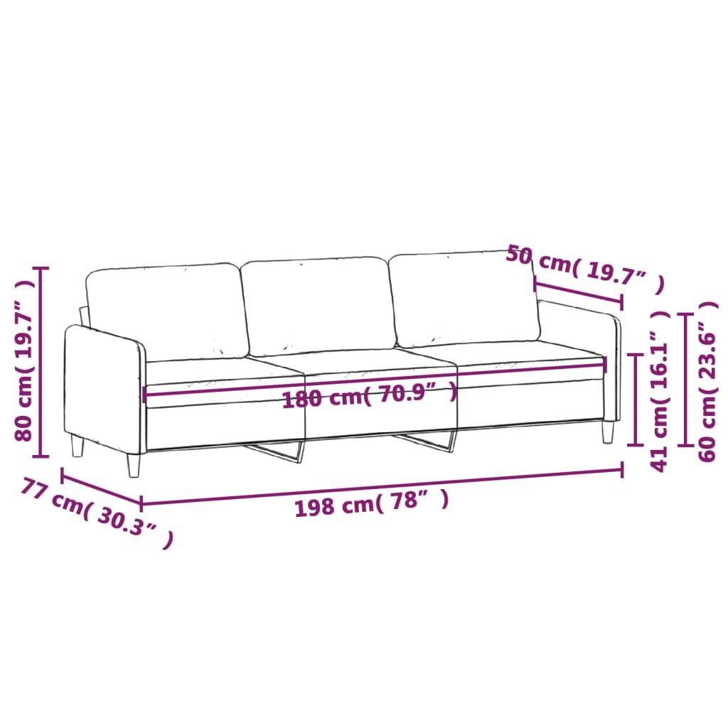 3-Seater Sofa Light Grey Fabric 180 cm