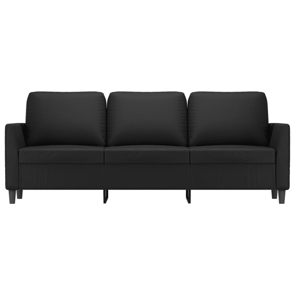 3-Seater Sofa Black 180 cm Faux Leather