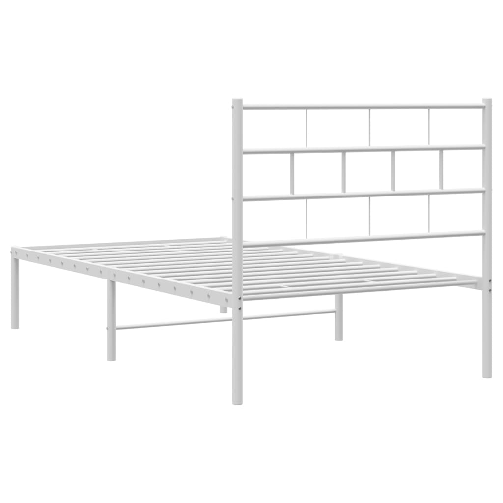 Metal Bed Frame without Mattress with Headboard White 90x190 cm