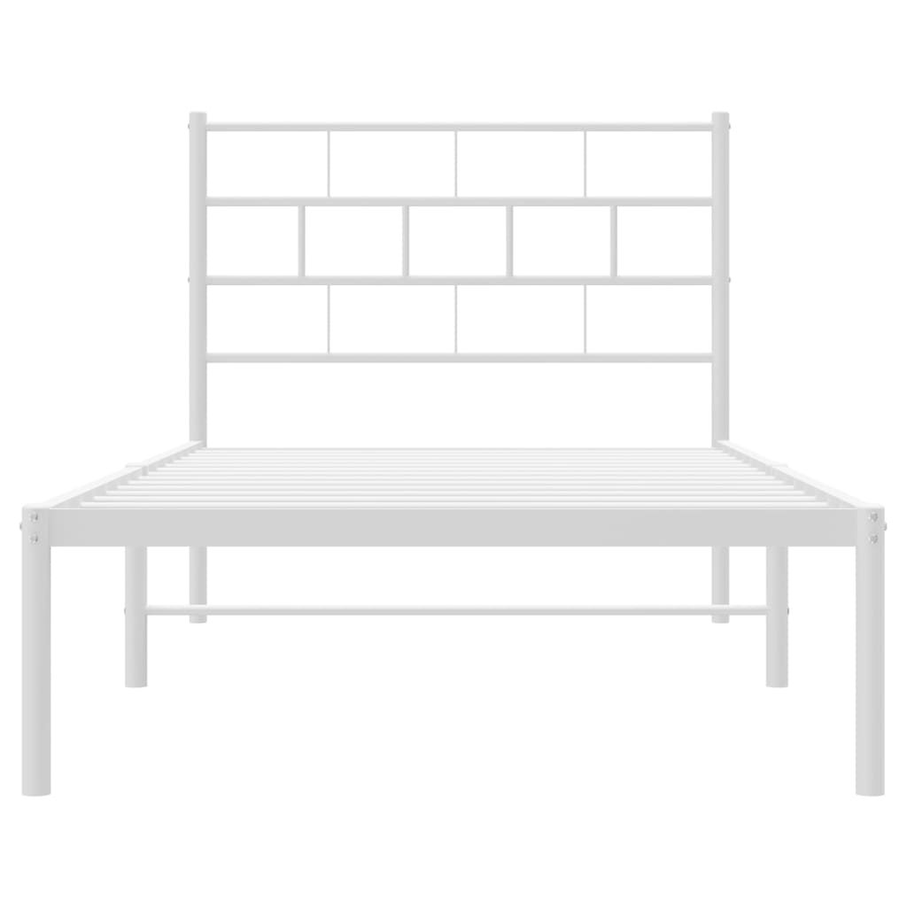 Metal Bed Frame without Mattress with Headboard White 107x203 cm King Single