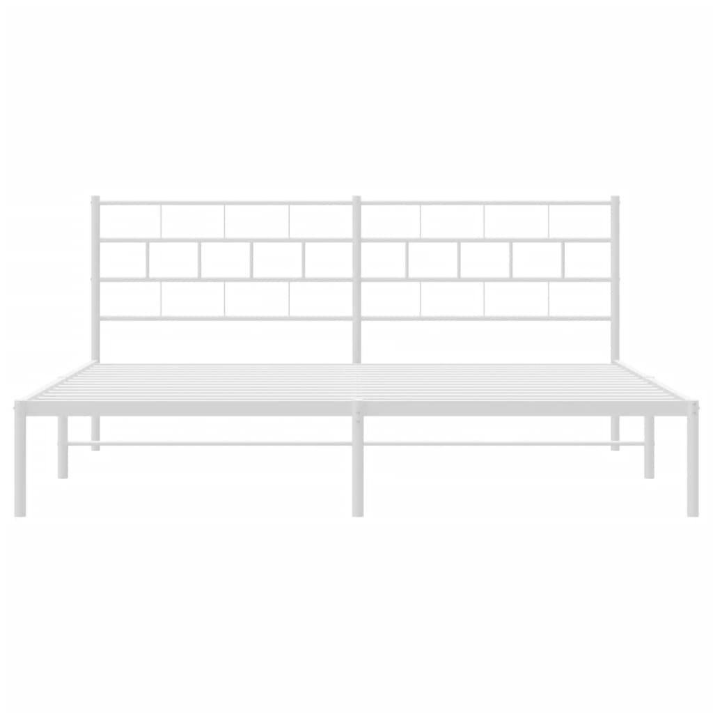 Metal Bed Frame without Mattress with Headboard White 183x203 cm King