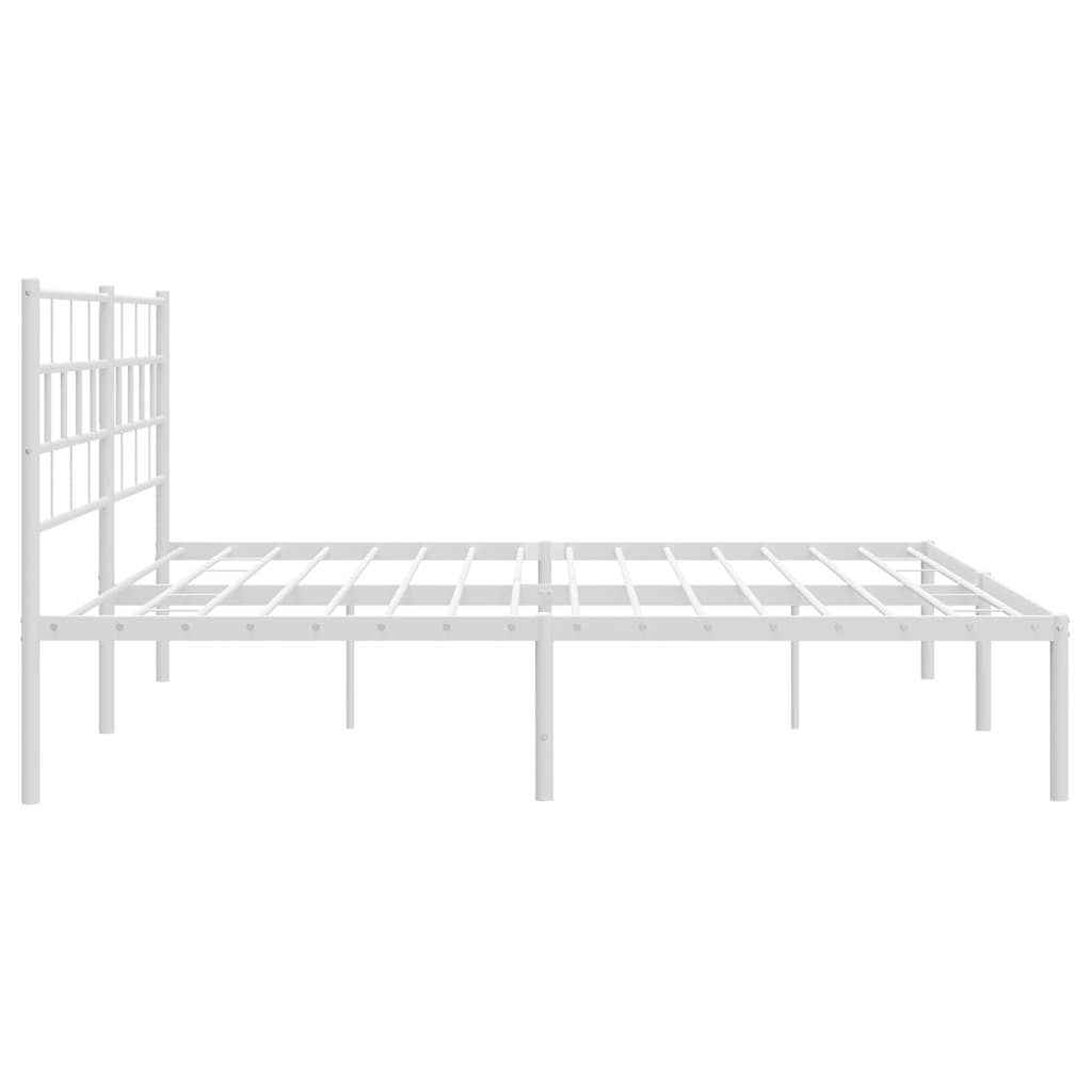 Metal Bed Frame without Mattress with Headboard White 183x203 cm King