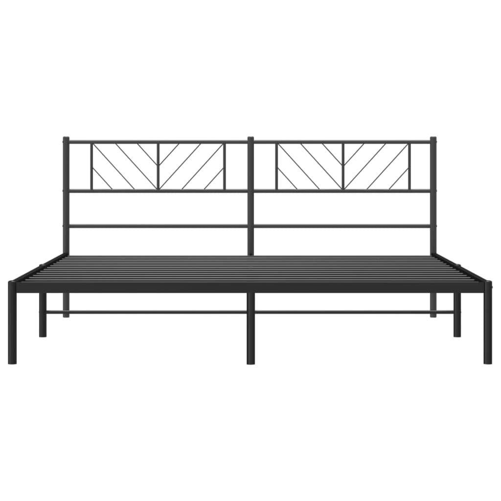 Metal Bed Frame without Mattress with Headboard Black 183x203 cm King