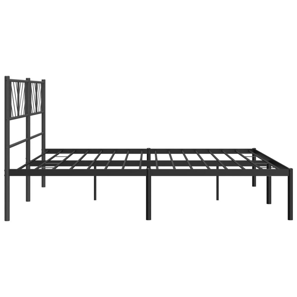 Metal Bed Frame without Mattress with Headboard Black 183x203 cm King