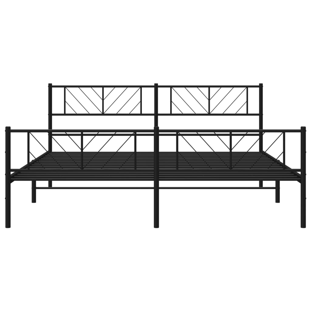 Metal Bed Frame without Mattress with Footboard Black 183x203 cm King