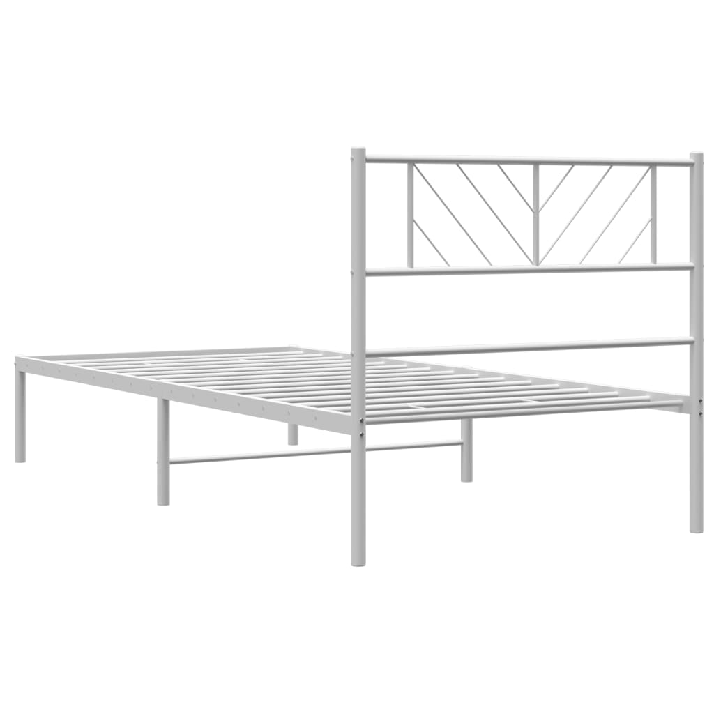 Metal Bed Frame without Mattress with Headboard White 107x203 cm King Single