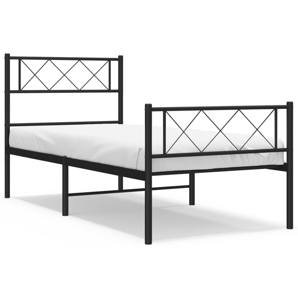 Metal Bed Frame without Mattress with Footboard Black 107x203 cm King Single