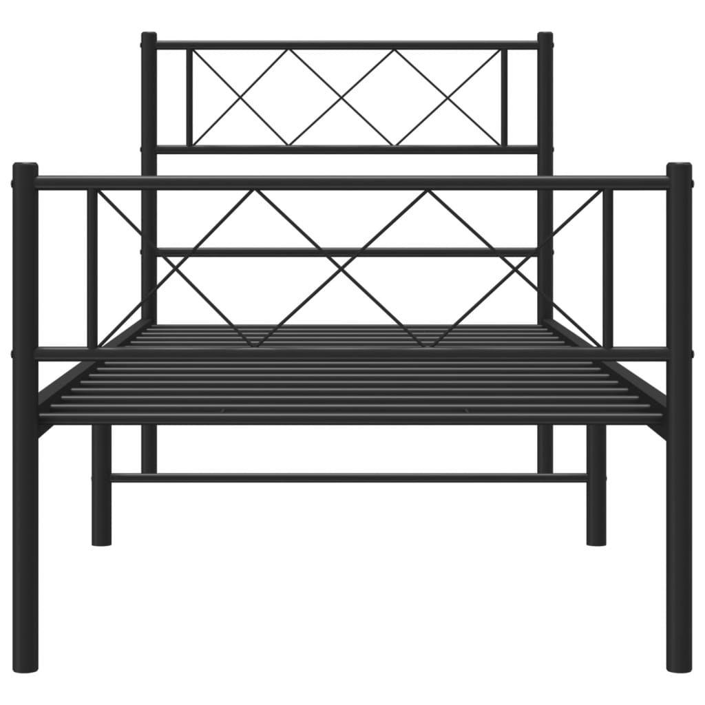 Metal Bed Frame without Mattress with Footboard Black 107x203 cm King Single