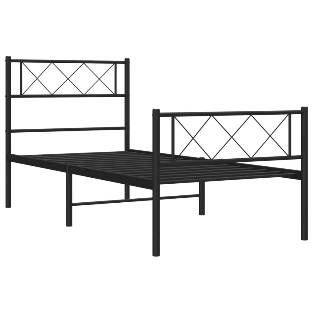 Metal Bed Frame without Mattress with Footboard Black 107x203 cm King Single