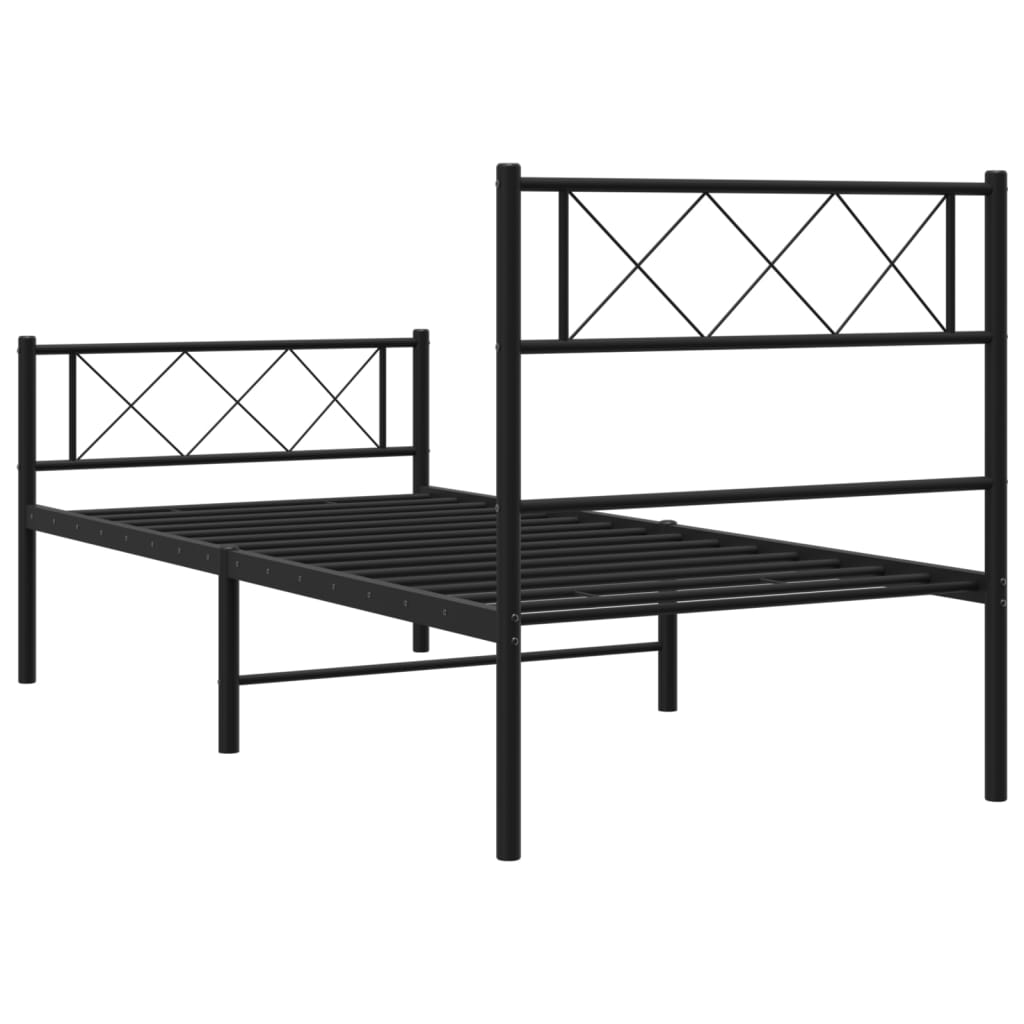 Metal Bed Frame without Mattress with Footboard Black 107x203 cm King Single