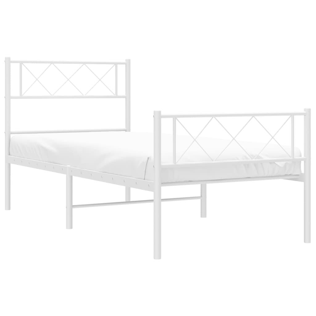 Metal Bed Frame without Mattress with Footboard White 90x190 cm