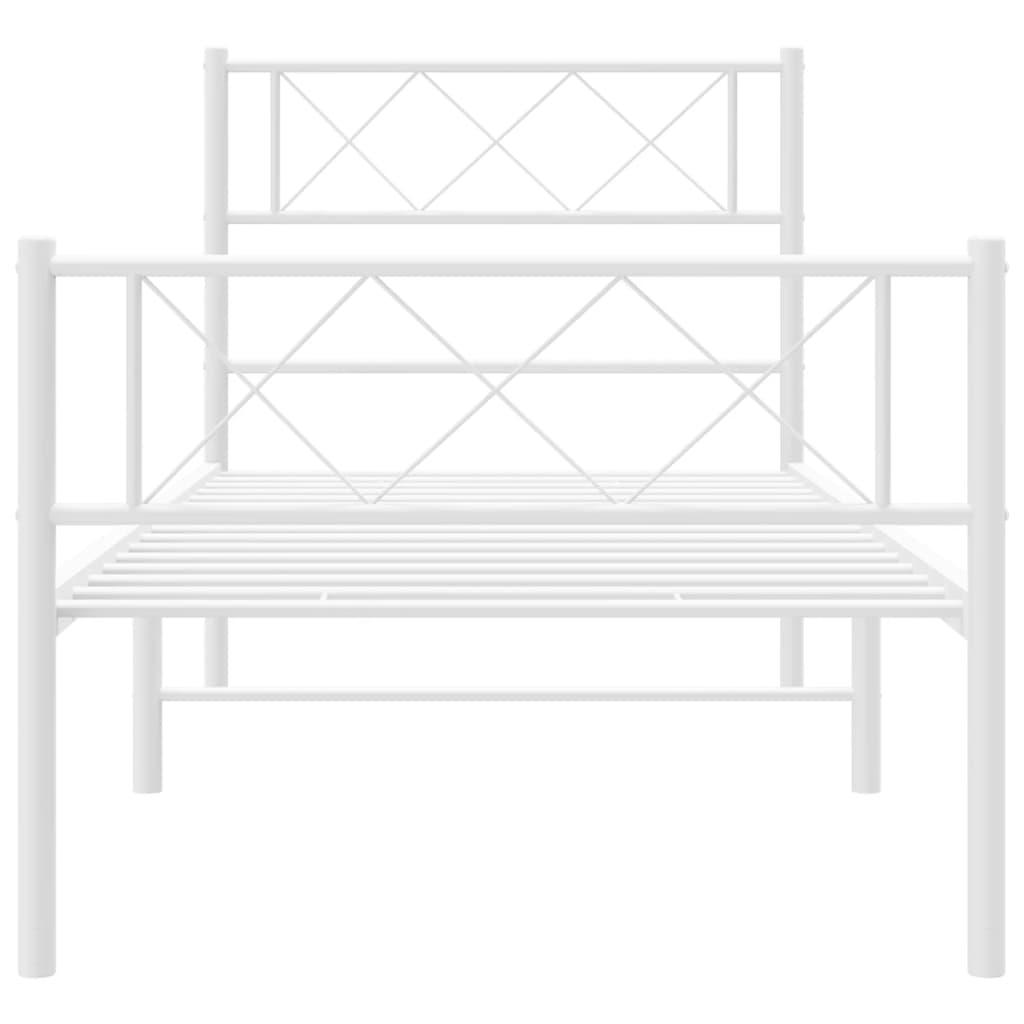 Metal Bed Frame without Mattress with Footboard White 90x190 cm