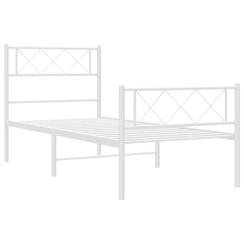 Metal Bed Frame without Mattress with Footboard White 90x190 cm