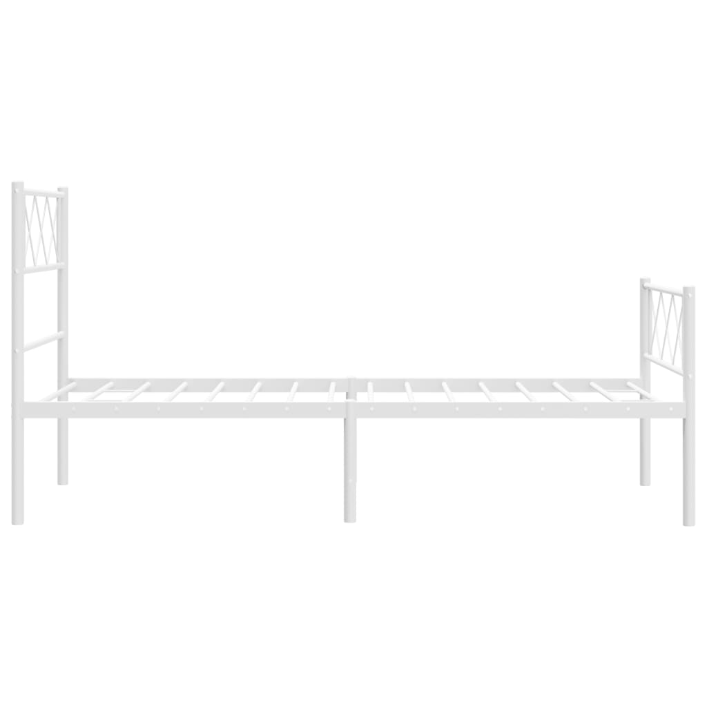 Metal Bed Frame without Mattress with Footboard White 90x190 cm