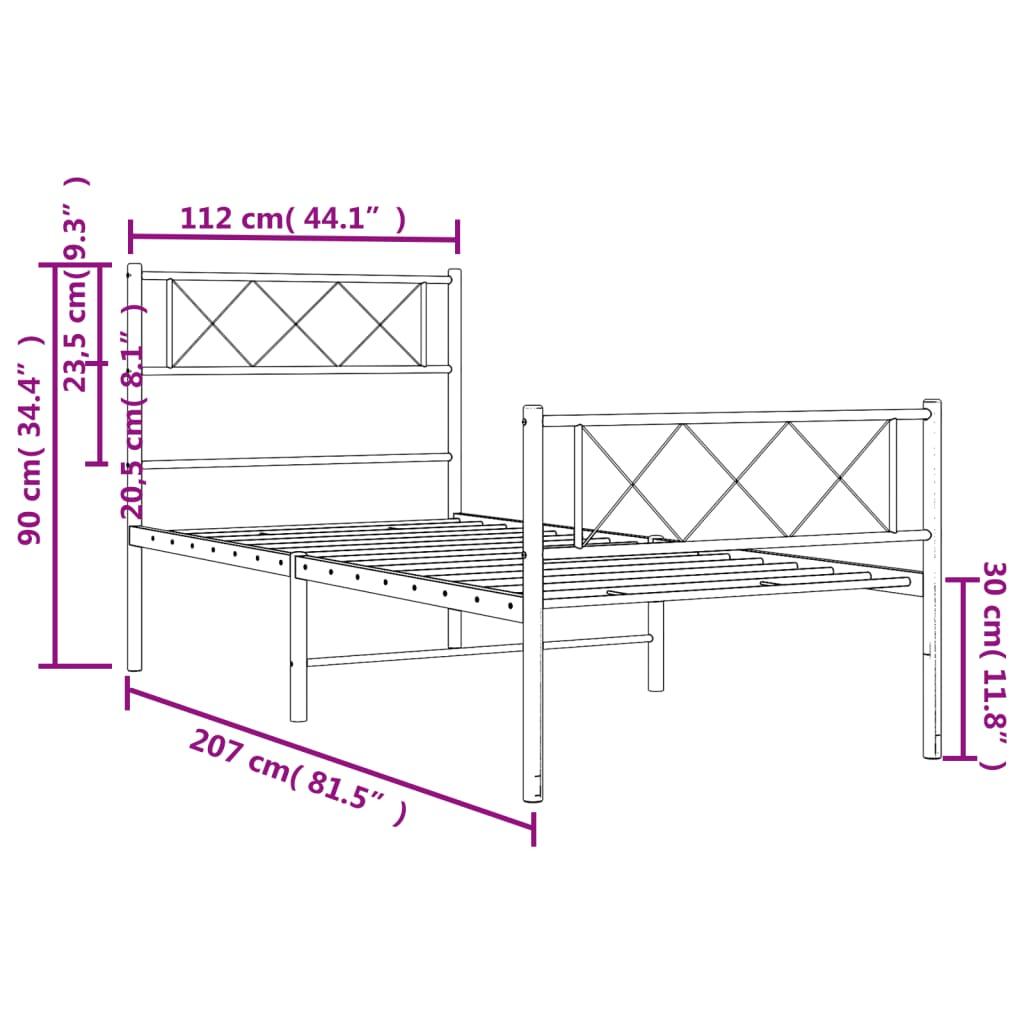 Metal Bed Frame without Mattress with Footboard White 107x203 cm King Single