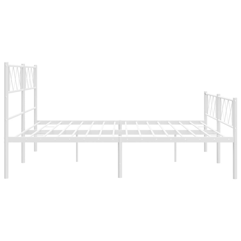 Metal Bed Frame without Mattress with Footboard White 183x203 cm King