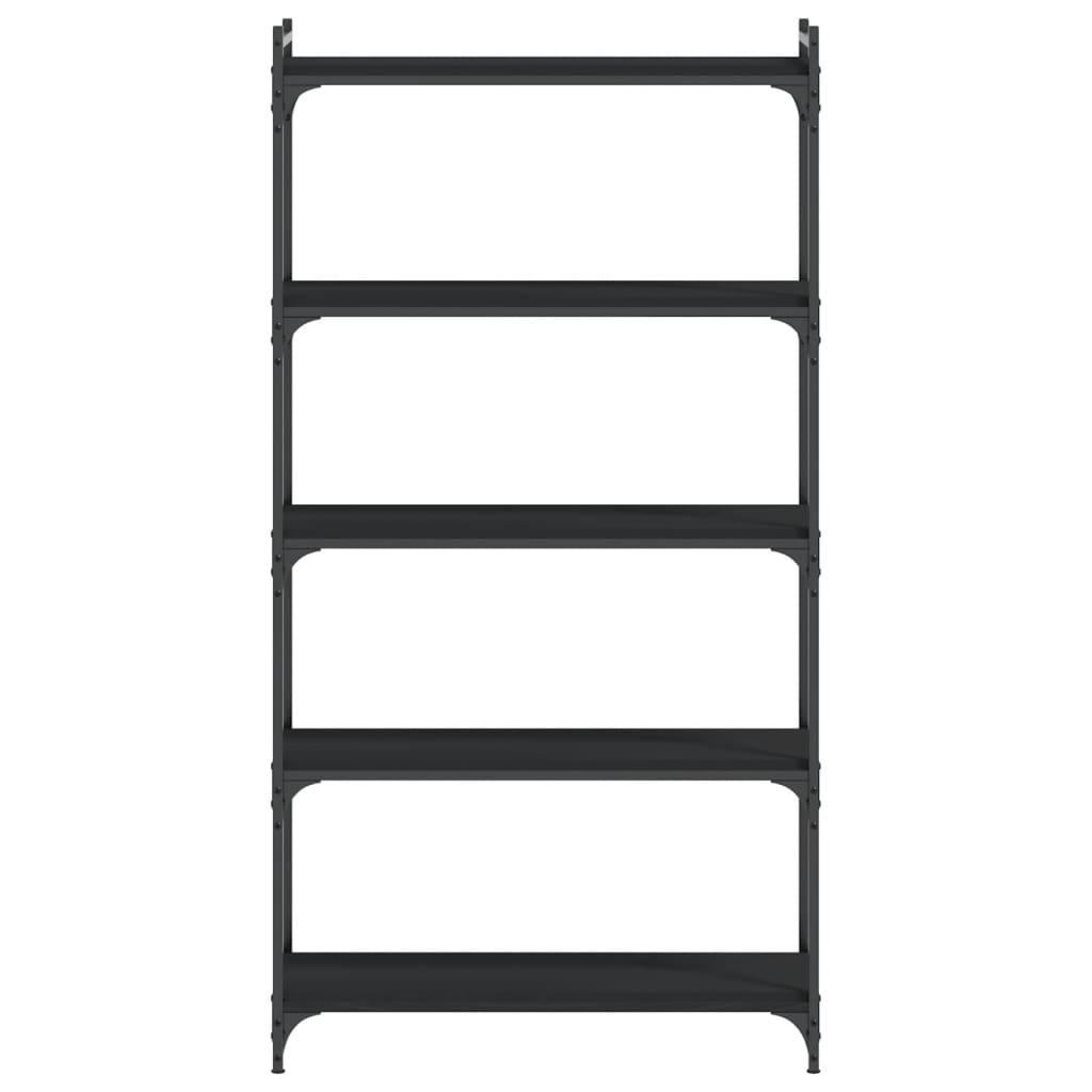 Bookcase 5-Tier Black 80x30x154 cm Engineered Wood