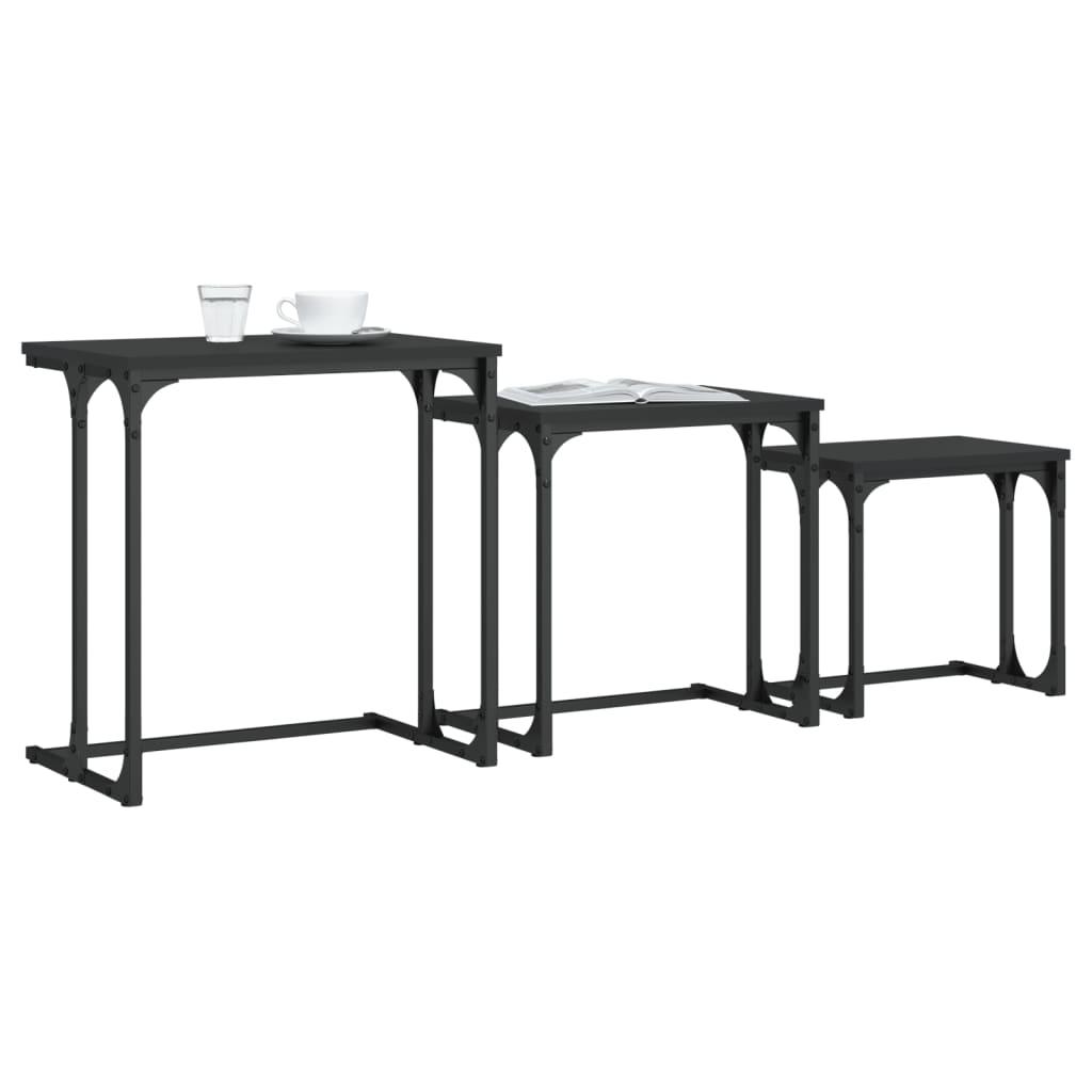 Nesting Coffee Tables 3 pcs Black Engineered Wood