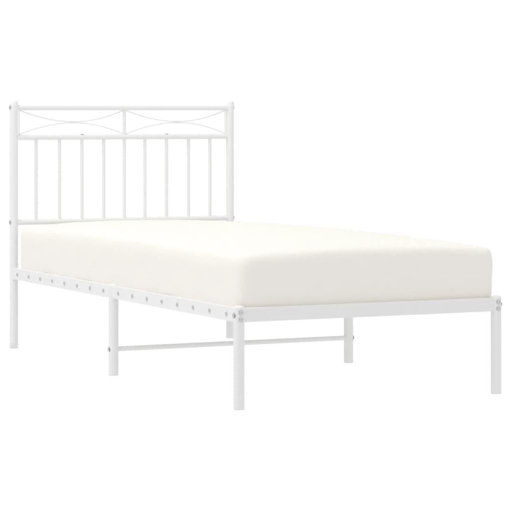 Metal Bed Frame without Mattress with Headboard White 90x190 cm