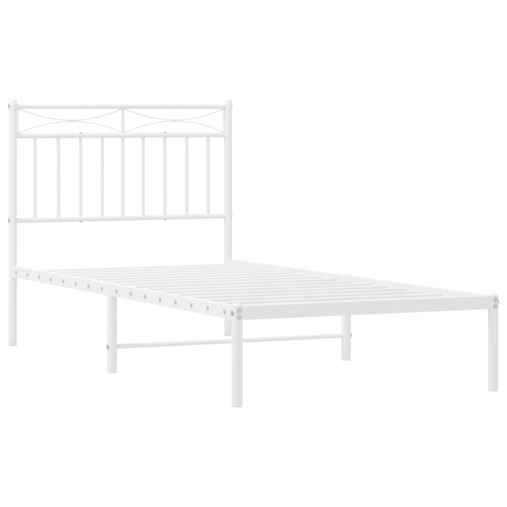 Metal Bed Frame without Mattress with Headboard White 90x190 cm