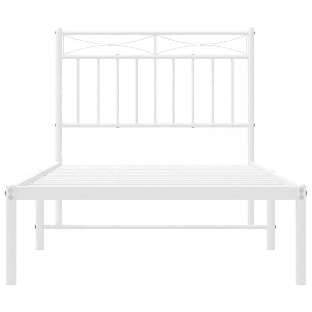 Metal Bed Frame without Mattress with Headboard White 90x190 cm