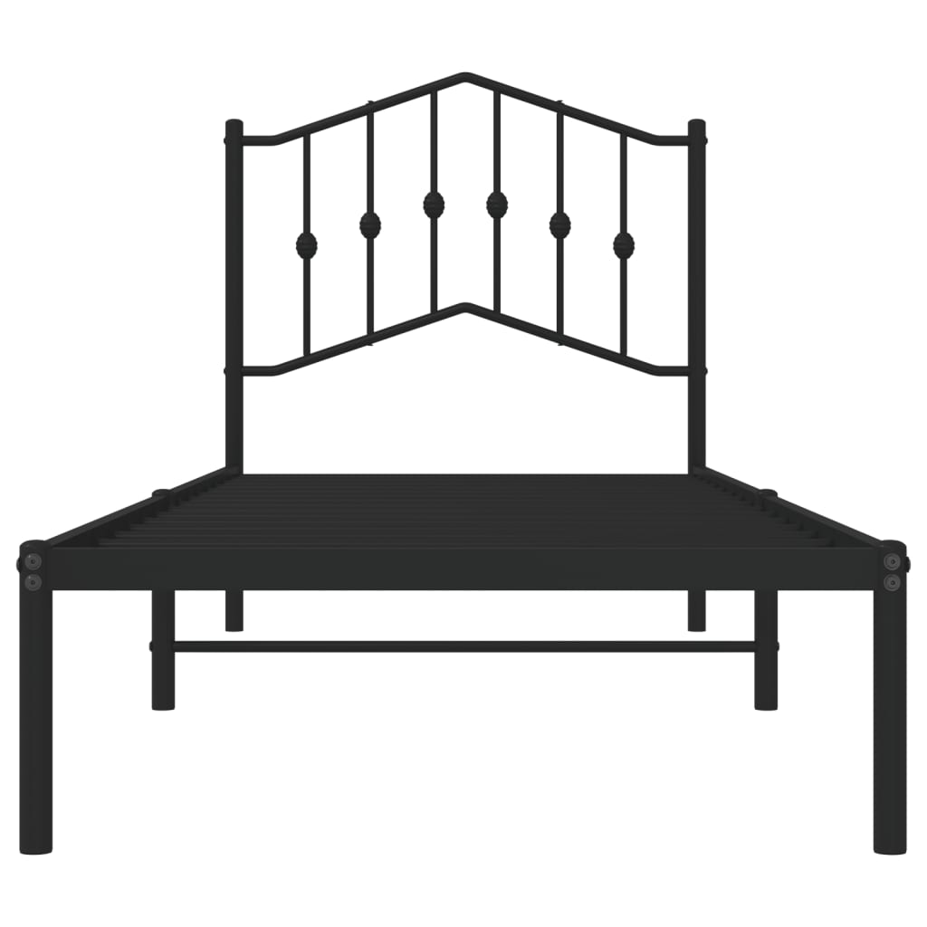 Metal Bed Frame without Mattress with Headboard Black 90x190 cm