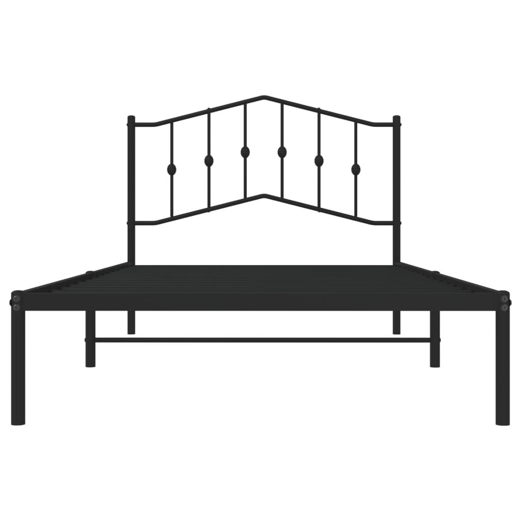 Metal Bed Frame without Mattress with Headboard Black 107x203 cm King Single