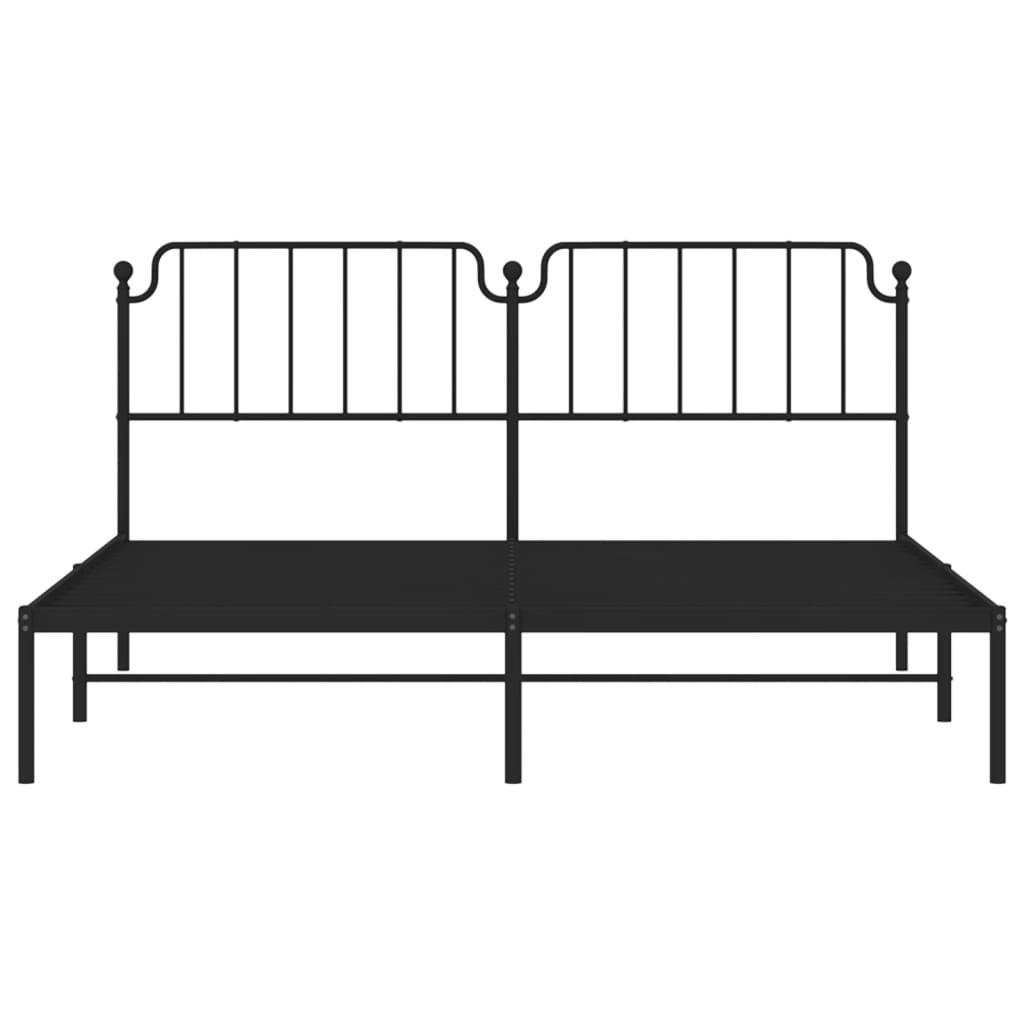 Metal Bed Frame without Mattress with Headboard Black 183x203 cm King