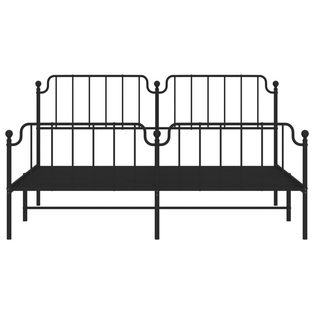 Metal Bed Frame without Mattress with Footboard Black 183x203 cm King