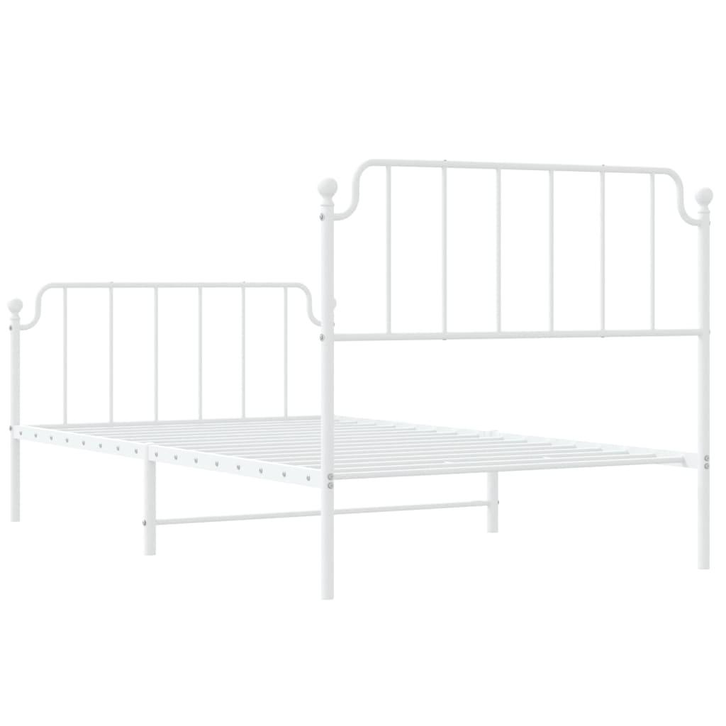 Metal Bed Frame without Mattress with Footboard White 107x203 cm King Single