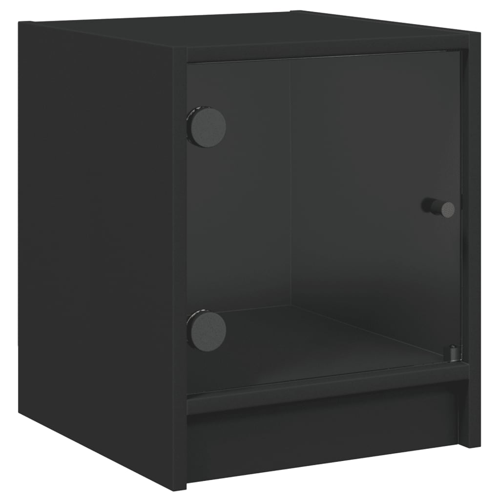 Bedside Cabinets with Glass Doors 2 pcs Black 35x37x42 cm