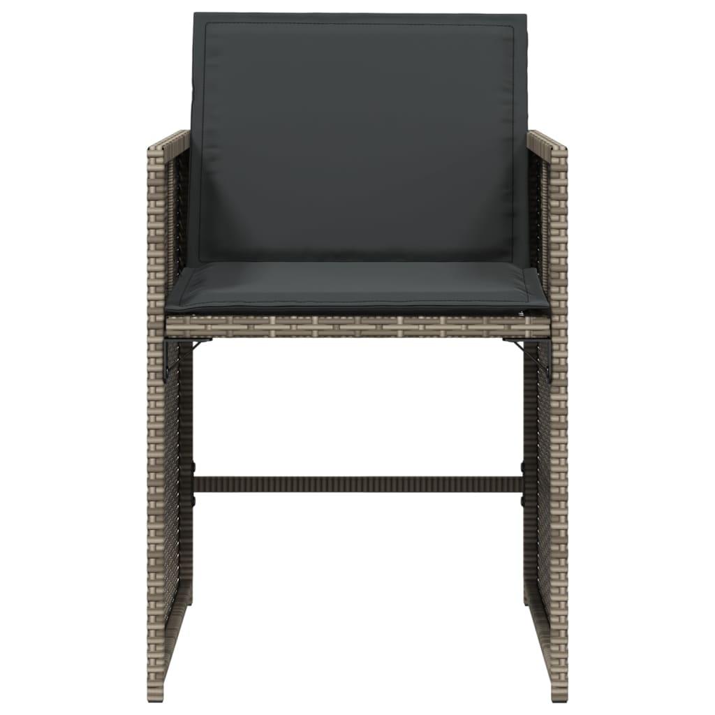 Garden Chairs with Cushions 4 pcs Grey Poly Rattan