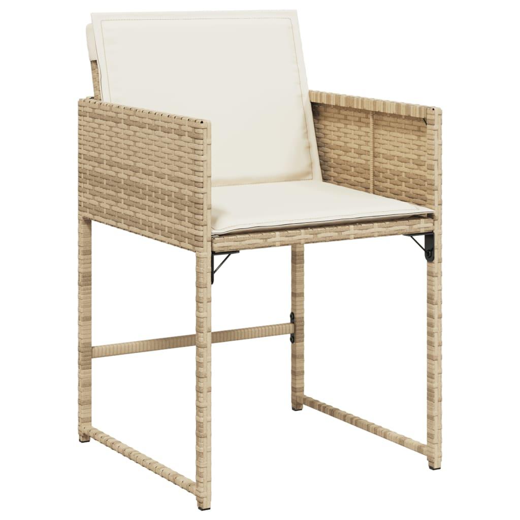 Garden Chairs with Cushions 4 pcs Beige Poly Rattan