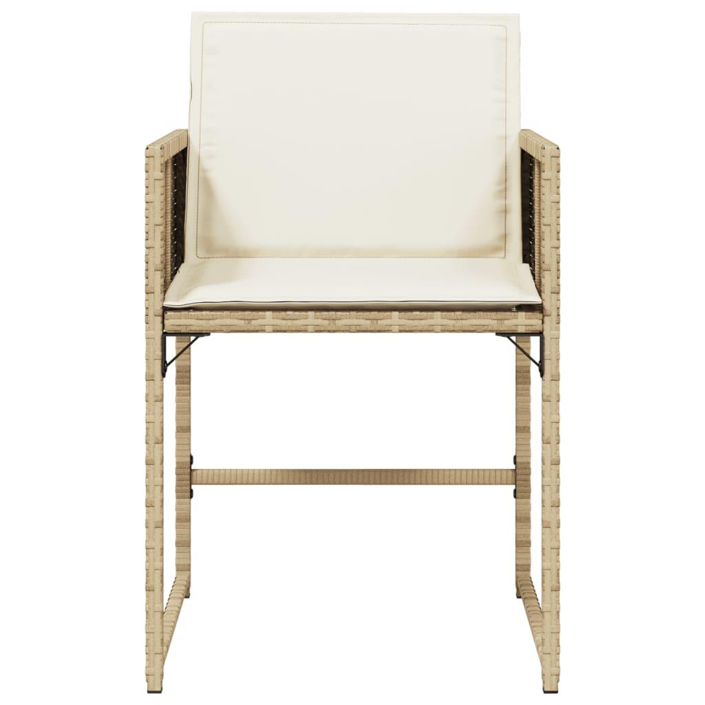 Garden Chairs with Cushions 4 pcs Beige Poly Rattan