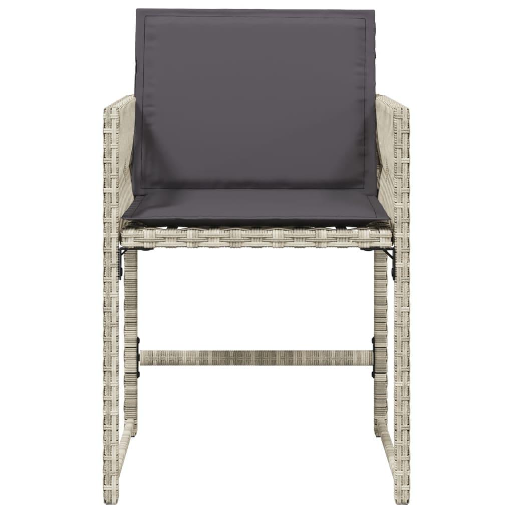 Garden Chairs with Cushions 4 pcs Light Grey Poly Rattan