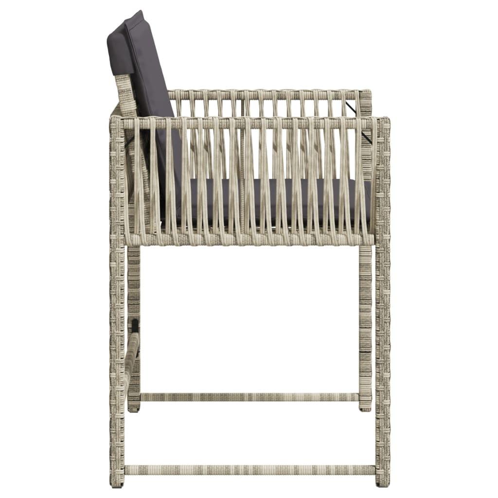 Garden Chairs with Cushions 4 pcs Light Grey Poly Rattan