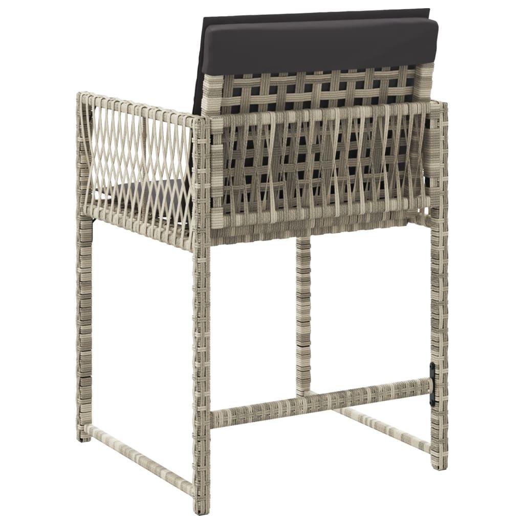 Garden Chairs with Cushions 4 pcs Light Grey Poly Rattan