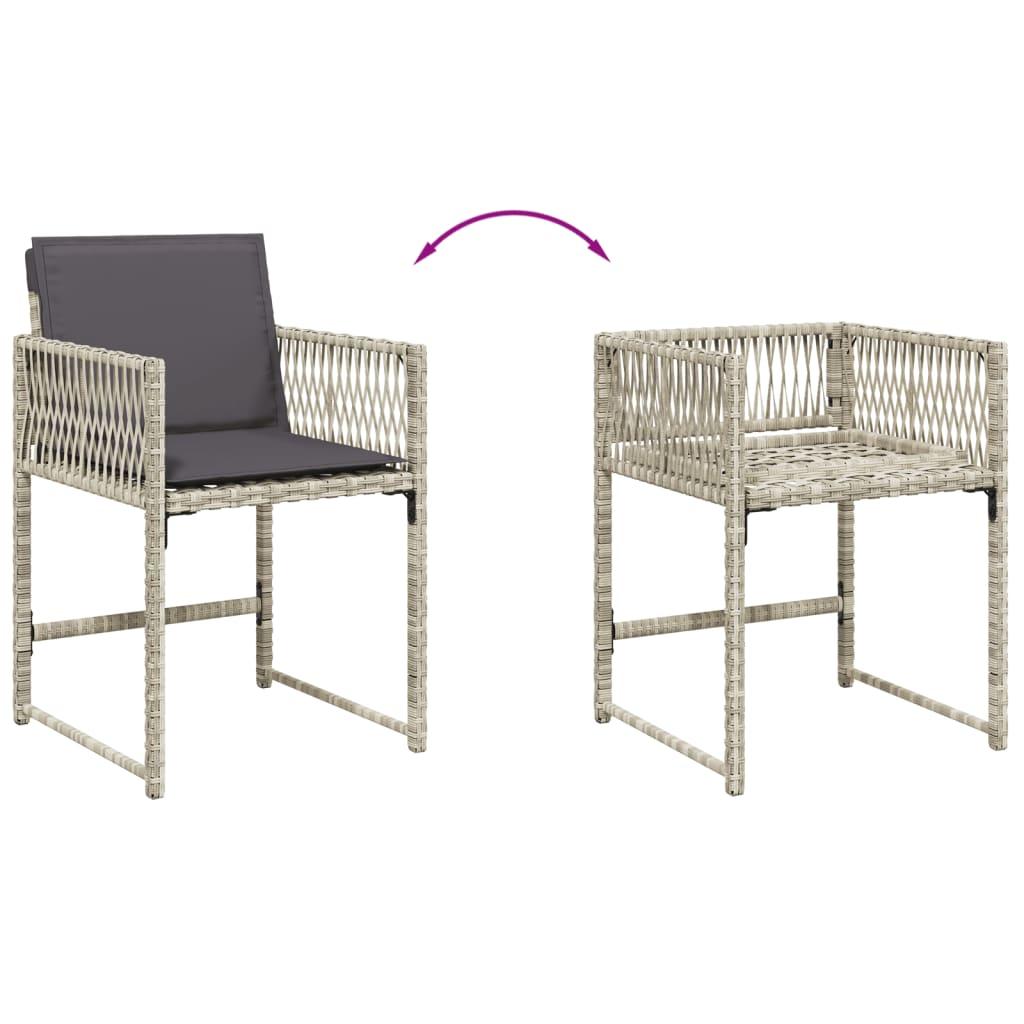Garden Chairs with Cushions 4 pcs Light Grey Poly Rattan