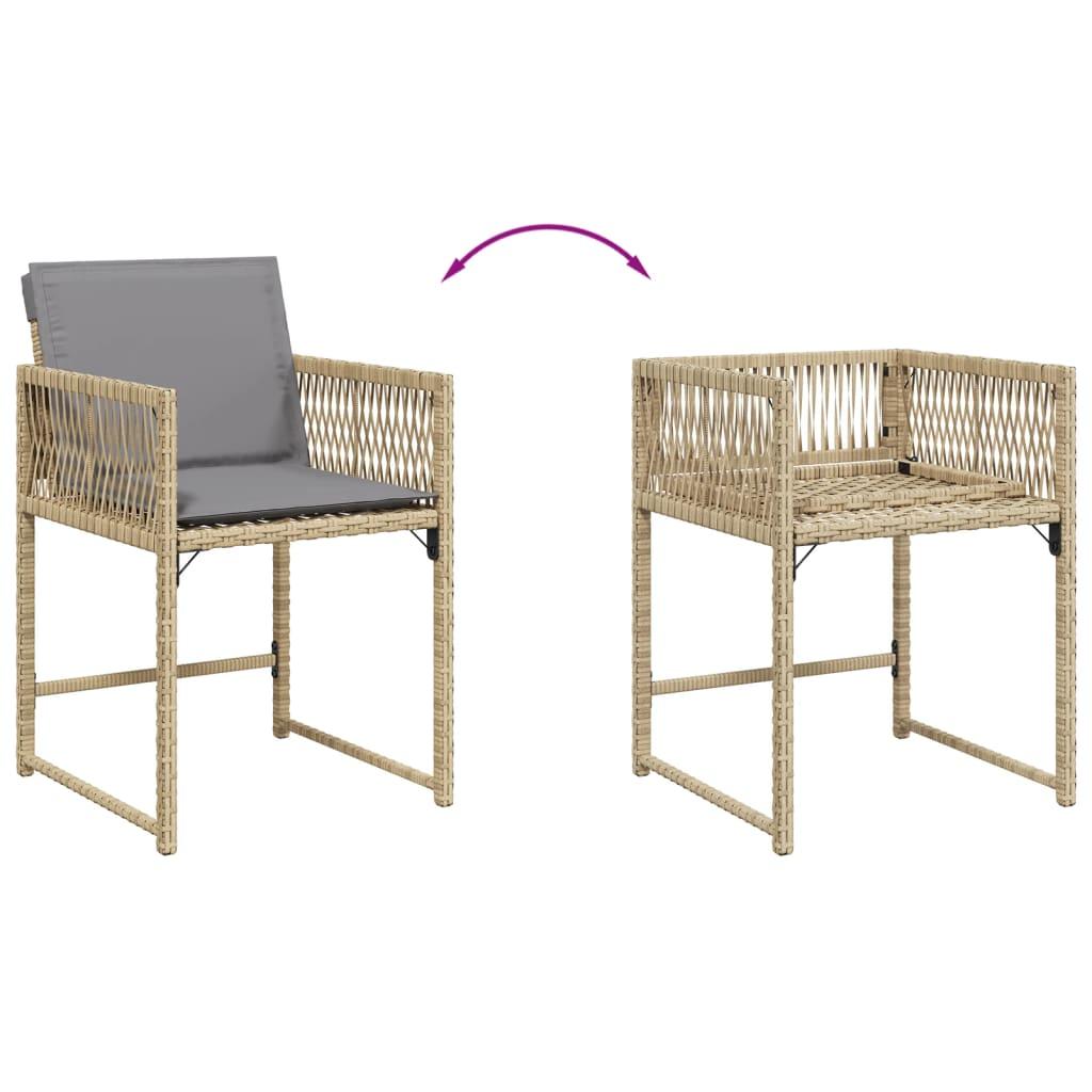 Garden Chairs with Cushions 4 pcs Mix Beige Poly Rattan